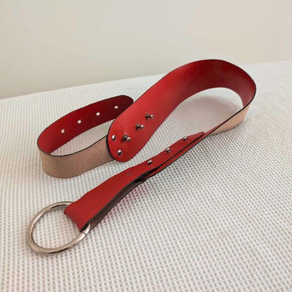Premium Red Leather Belt - Picture 1 of 4